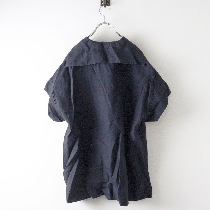 トゥジュー TOUJOURS リネンスキッパーブラウス 2|ブラック プルオーバー シャツ 半袖 チュニック 2400014562262