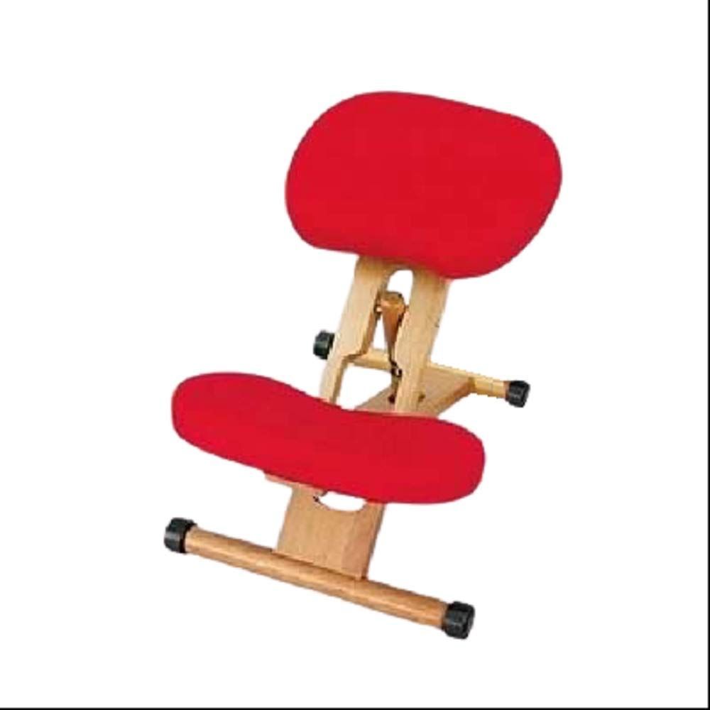 【特価セール】プロポーションチェア/姿勢矯正椅子 【レッド】 木製 座面高さ調整可/キャスター付き ds-1647731