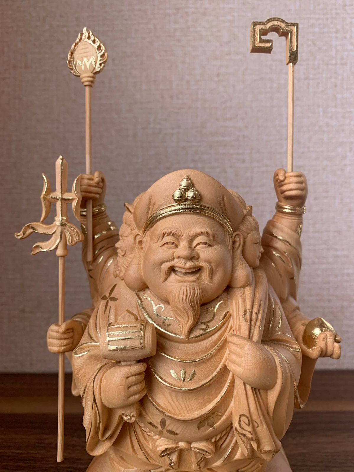 仏教工芸品　総ケヤキ材　精密彫刻 木彫仏教　仏師で仕上げ品　四天王立像一式 新作 仏教工芸品 総ケヤキ材 精密彫刻 極上品 木彫仏教 仏師で仕上げ
