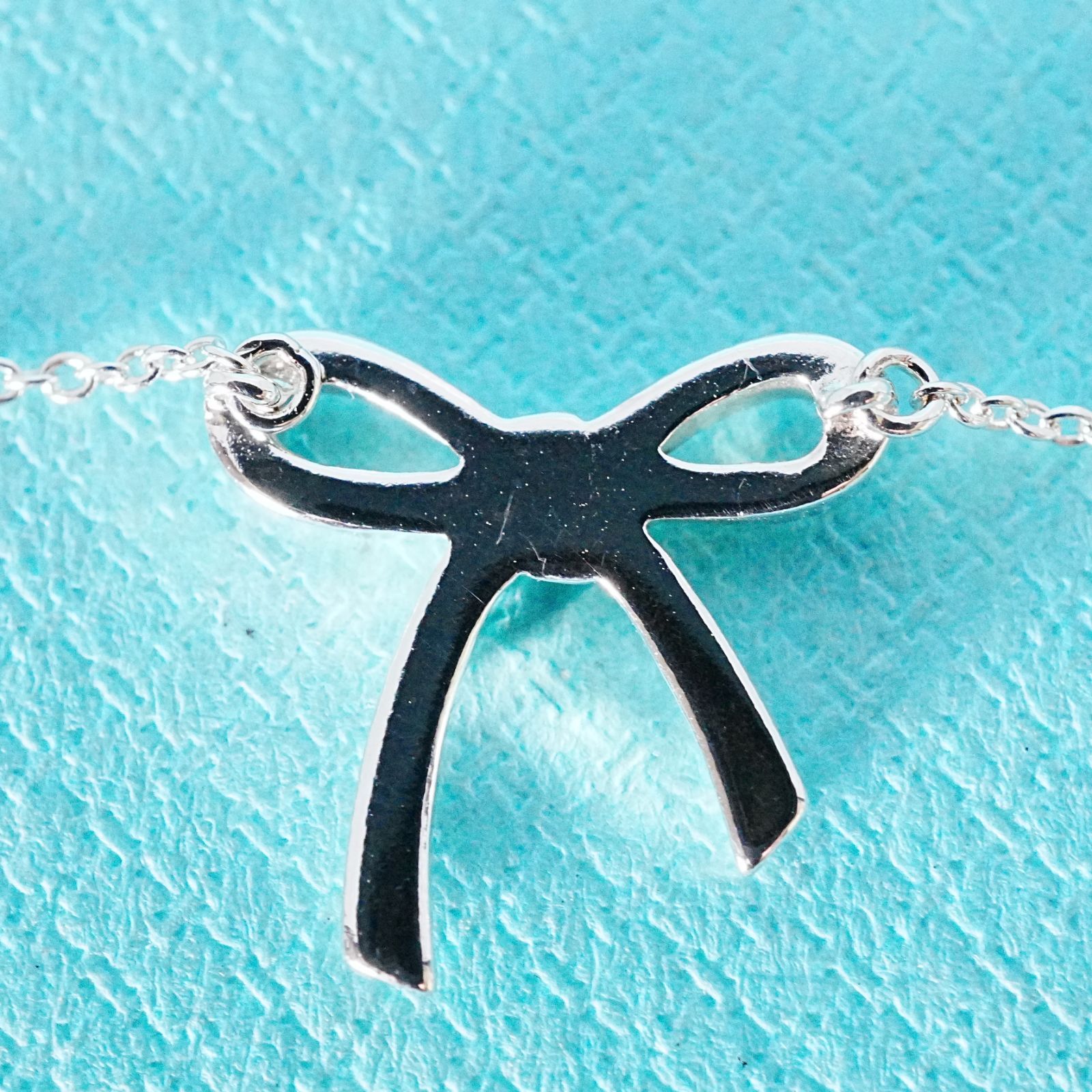 極美品 ティファニー リボン モチーフ ボウ ネックレス/25-1396S