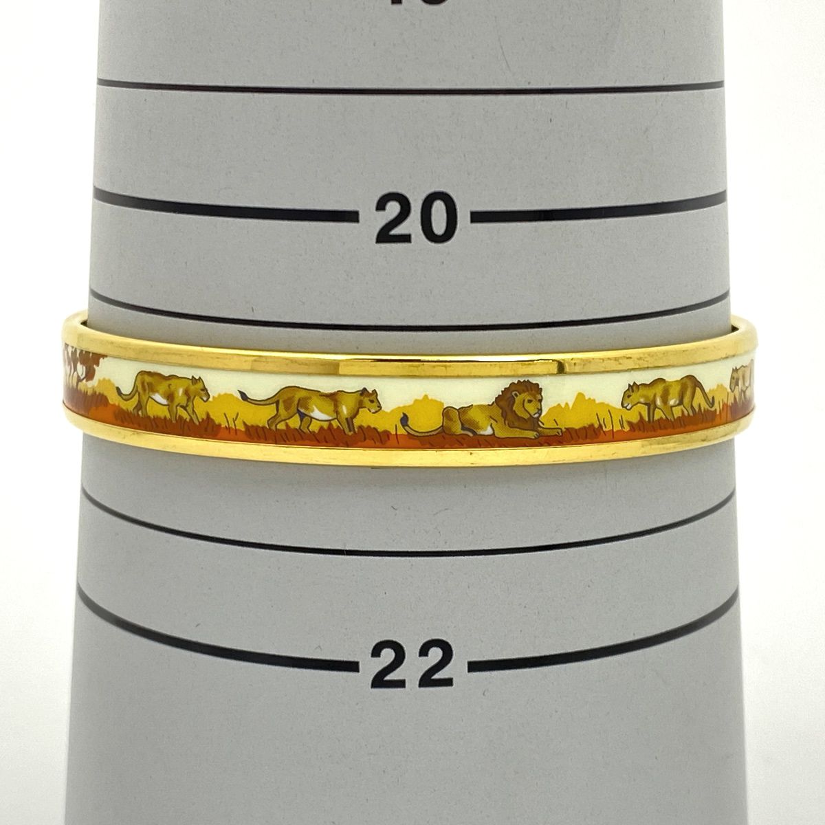 エルメス HERMES エマイユ PM 腕輪 七宝焼き ライオン柄 バングル GP