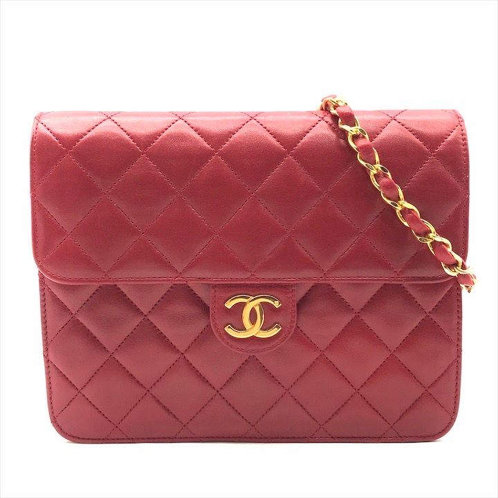 美品 CHANEL シャネル ココマーク マトラッセ ラムスキン プッシュロック レッド チェーン ショルダー バッグ a3483 美品 CHANEL シャネル ココマーク マトラッセ ラムスキン プッシュ