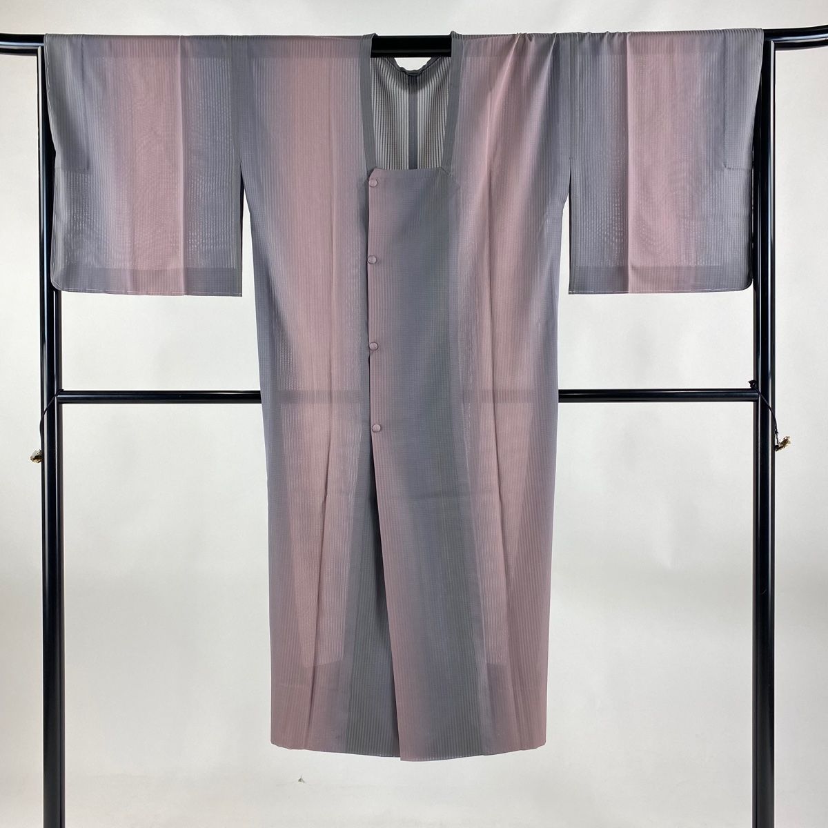 道中着 身丈109cm 裄丈64.5cm M 和装コート 着物衿 螢ぼかし 青灰色  