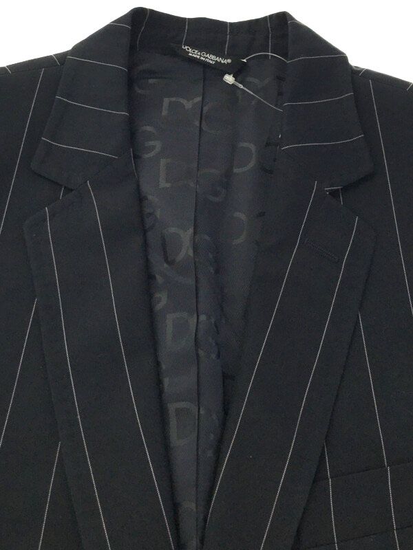 DOLCE&GABBANAブラックストライプ テーラードジャケット DOLCE&GABBANA ドルチェ＆ガッバーナ ピンストライプテーラード