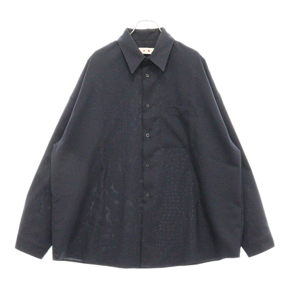 MARNI (マルニ) 23AW トロピカル ウール 長袖シャツ ネイビー 