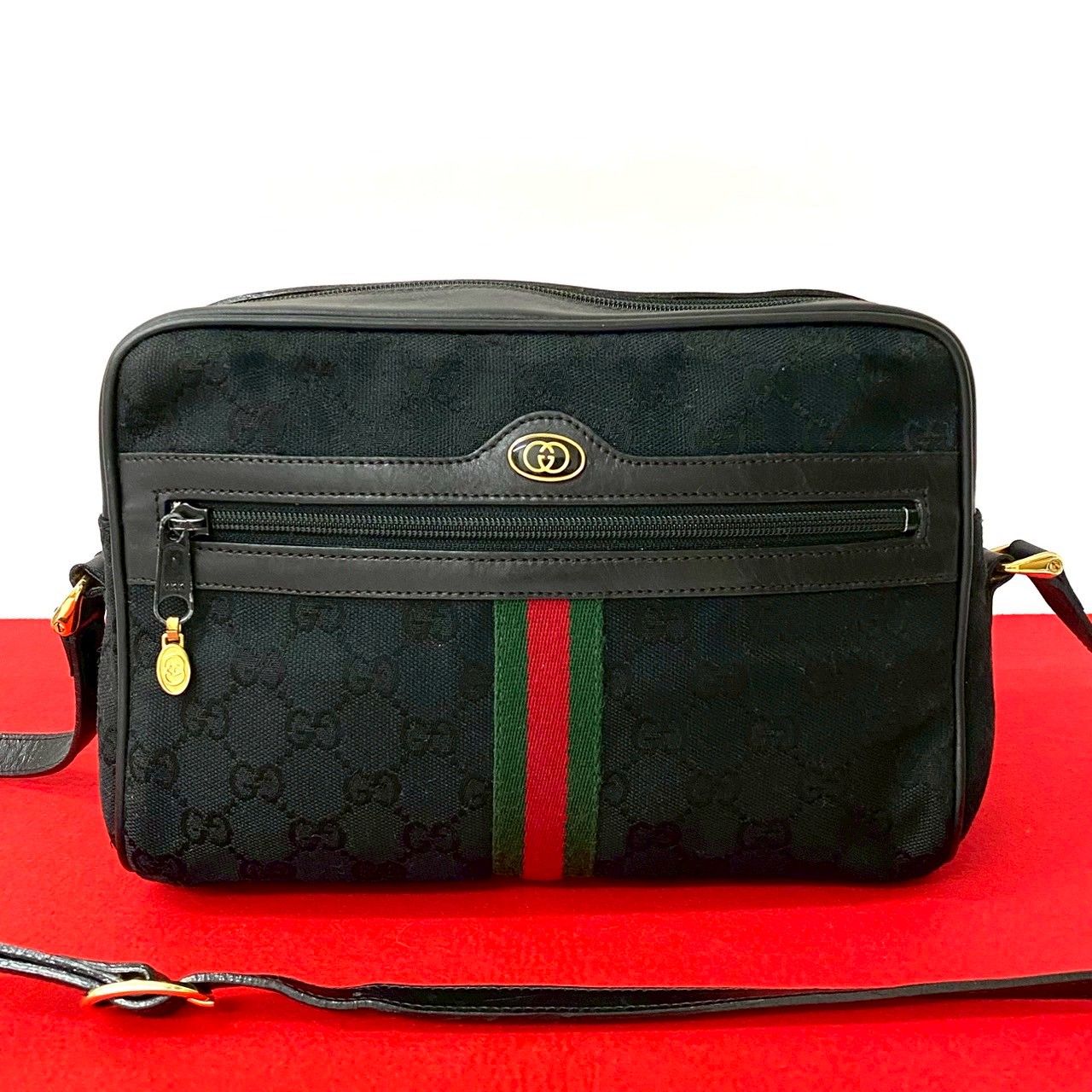 希少ネイビー【GUCCI】ショルダーバッグ　GGロゴ金具　シェリーライン 楽天市場】【中古】オールドグッチ バッグ ショルダーバッグ