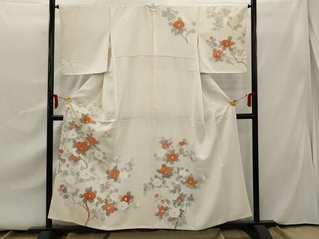 平和屋着物□訪問着 手描き 刺繍 枝花文 金彩 銀糸 正絹 逸品  