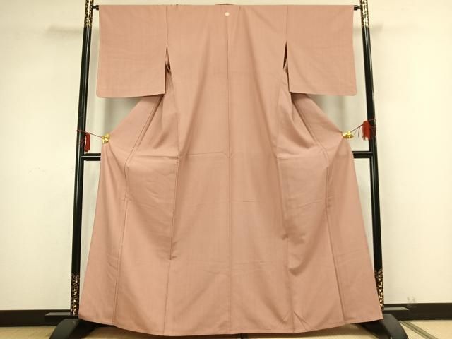 平和屋着物 上質な紬 単衣 色無地 一斤染色 正絹 AABB2262fy