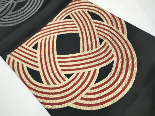 平和屋着物○全通柄袋帯 抽象文 黒地 金銀糸 正絹 逸品 CAAY2438hy