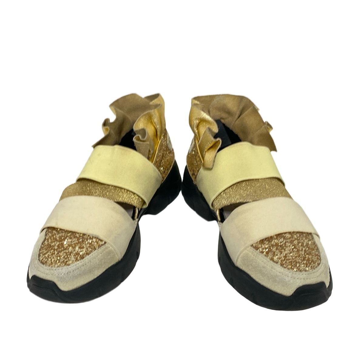 EMILIO PUCCI エミリオプッチ スリッポン 37 レディース - アイボリー×ゴールド×マルチ インソール取外し可 レザー