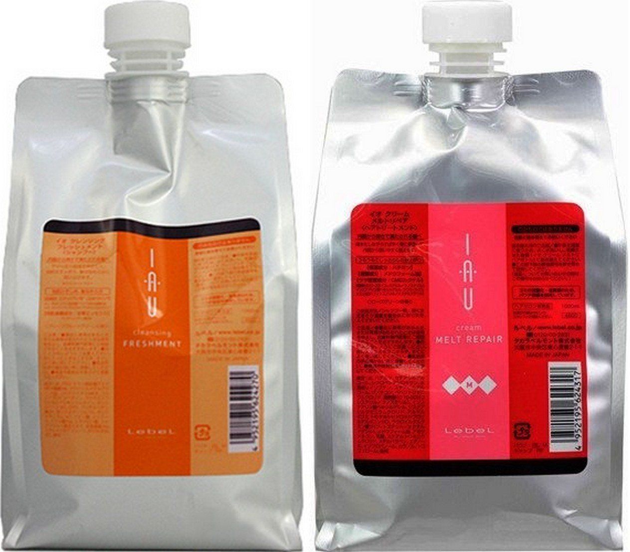ルベル IAU イオ クレンジング フレッシュメント シャンプー 1000ml-イオ クリーム メルトリペア トリートメント1000ml 詰め替えセット