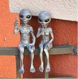 宇宙人 フィギュア 男 女 2個セット UFO グレイ 人形 置物 エイリアン 