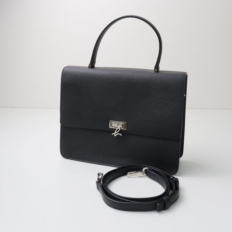 美品 アニエスベー agnes b. レザー 2WAY ショルダーバッグ/ブラック