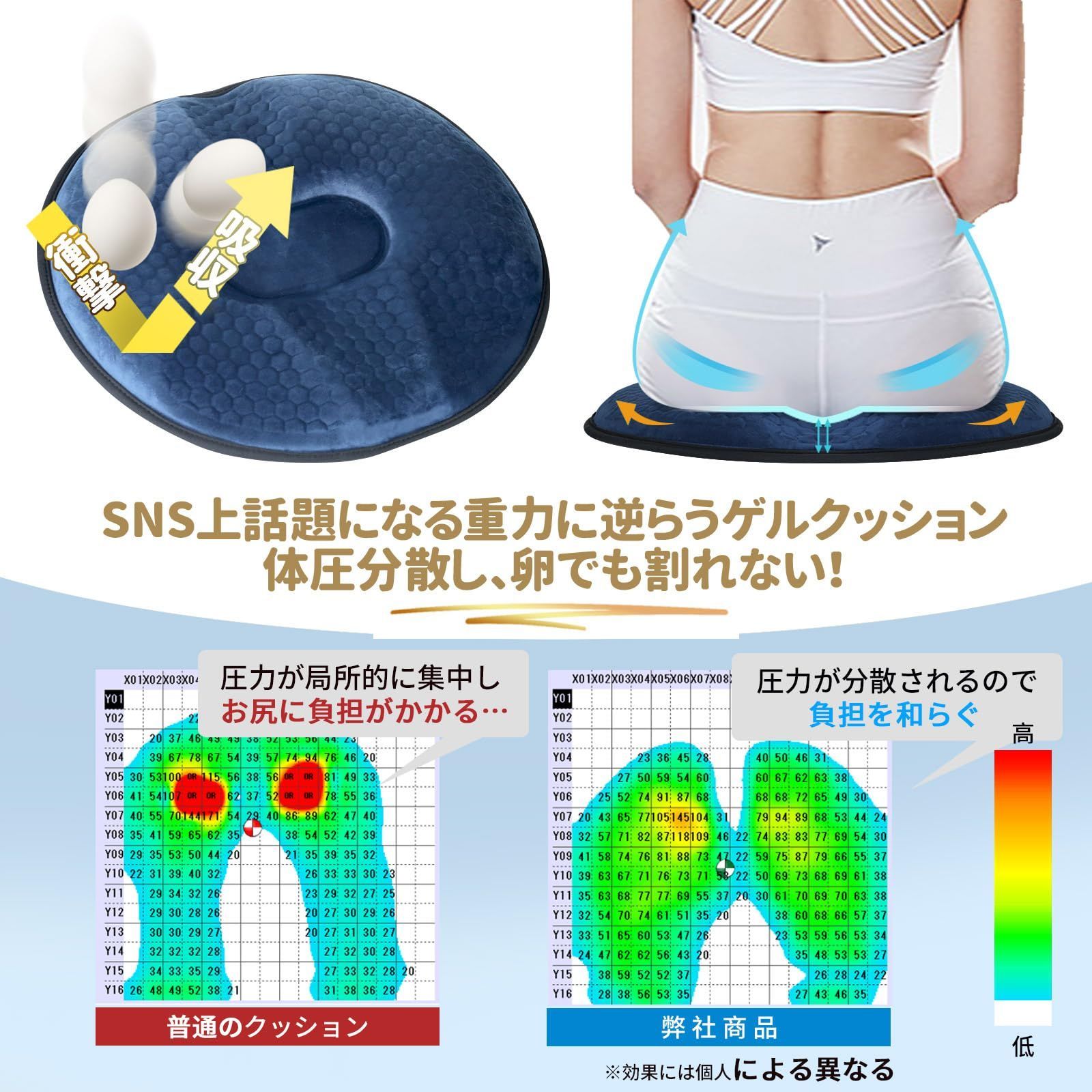 ゲルクッション ジェルクッション デスクワーク 姿勢矯正 腰痛 カバー