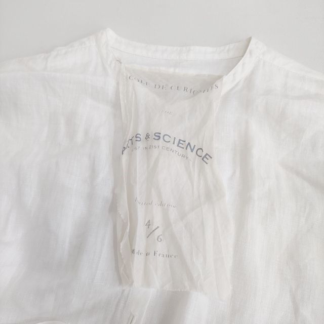 ARTS-SCIENCE 6着 リネンギャザードレス フランス製 ワンピース ホワイト アーツ-サイエンス エコールドキュリオジテ 3-0712M♪ USTAUSTRALIA_COM_AU