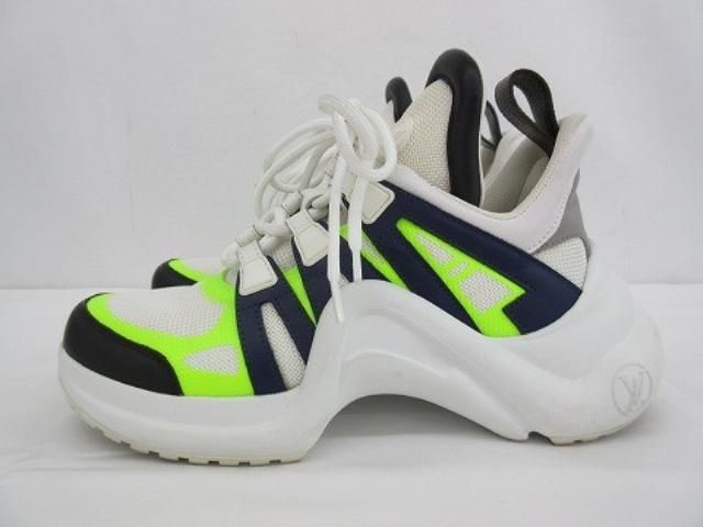  ルイヴィトン LOUIS VUITTON スニーカー LVアークライト ライン レザー 36 ホワイト イエローグリーン ブラック レディ その他 その他