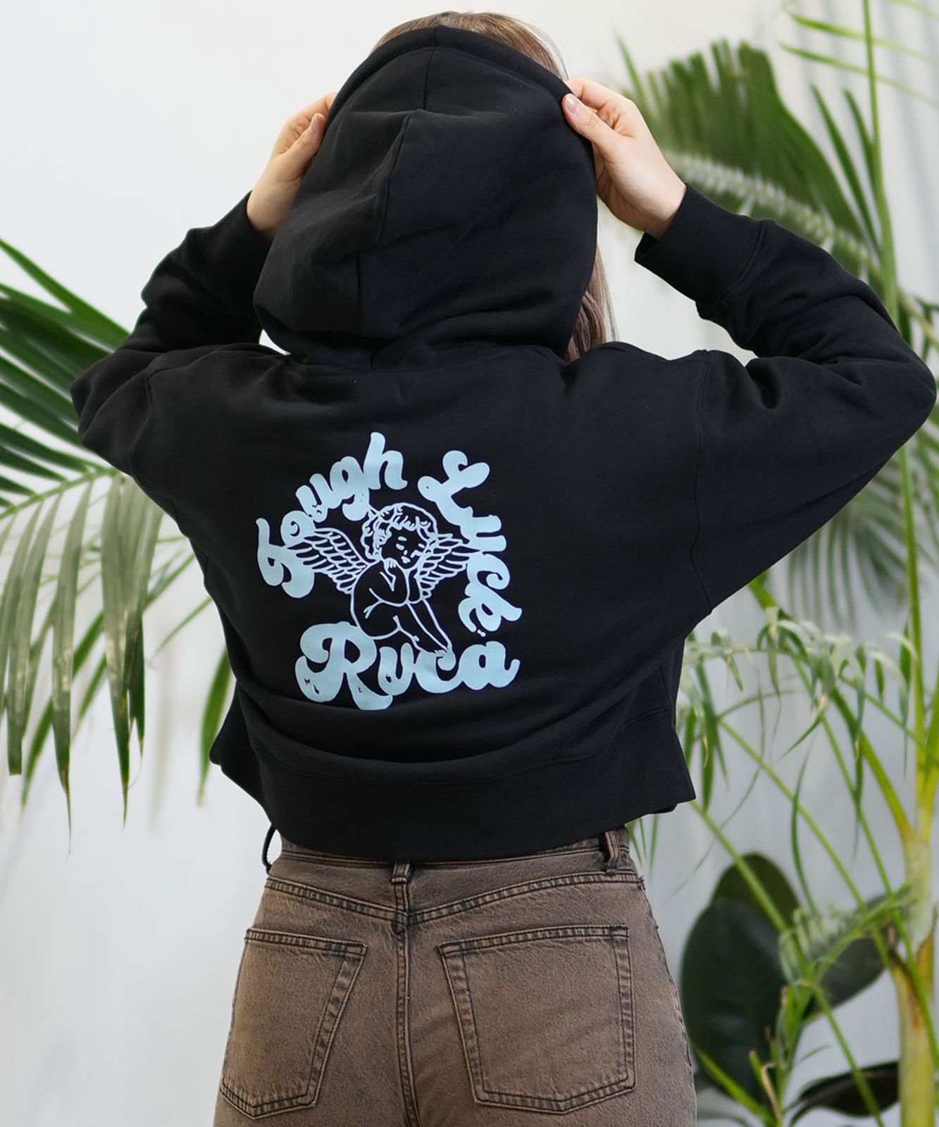 RVCA ルーカ パーカー レディース クロップド丈 バックプリント セットアップ対応 BE044-015 ムラスポ公式】新品 RVCA ルーカ パーカー レディース