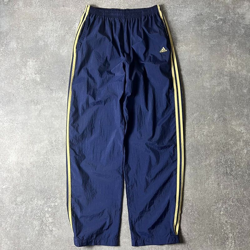 00s adidas アディダスナイロンパンツワンポイント刺繍ネイビー