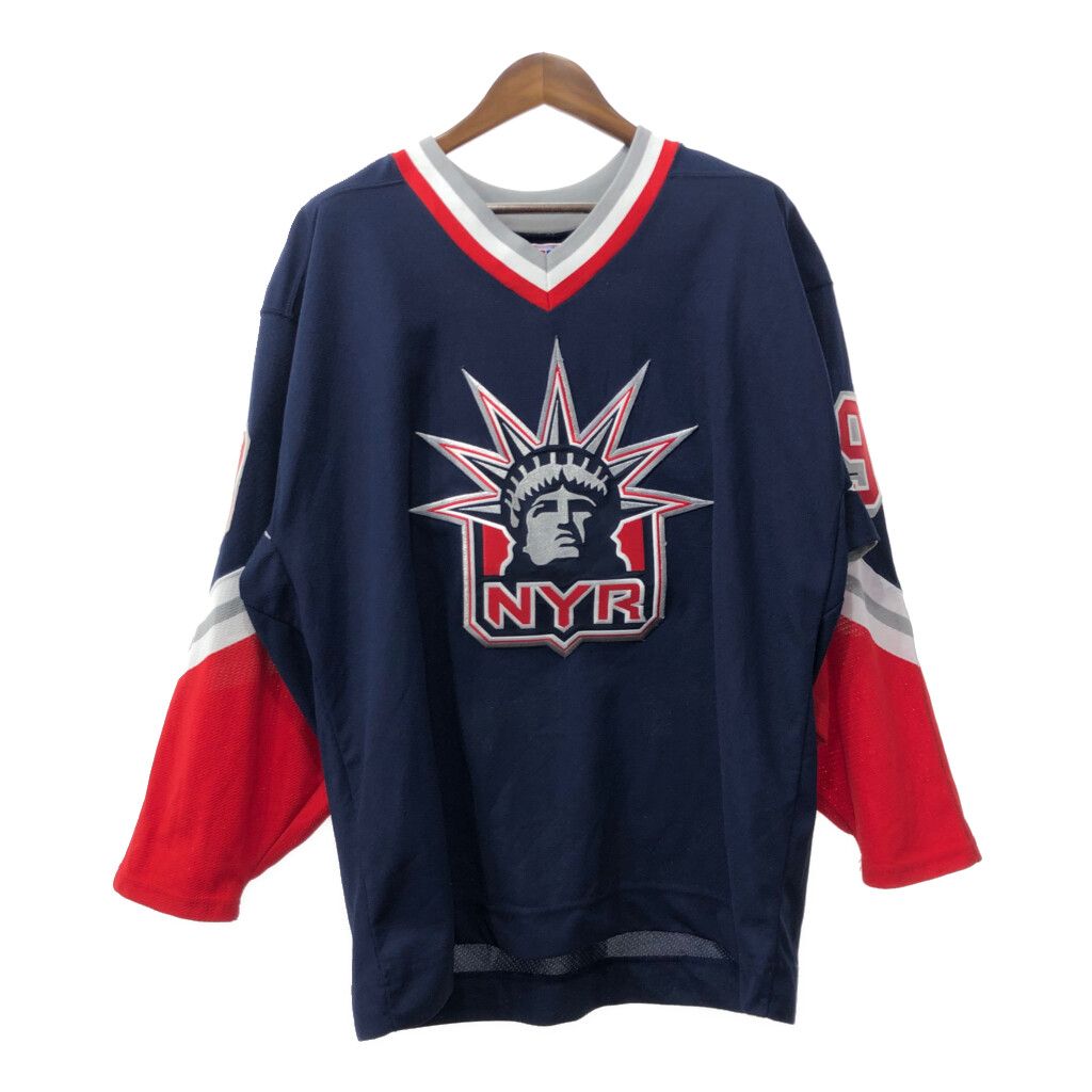 90年代 カナダ製 CCM NHL ニューヨーク・レンジャース ホッケー ゲームシャツ ユニフォーム プロチーム(メンズ XL) 中古 古着 Q6259
