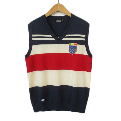 カッパ kappa ゴルフ ベスト ニット Vネック ウール L 紺 ネイビー