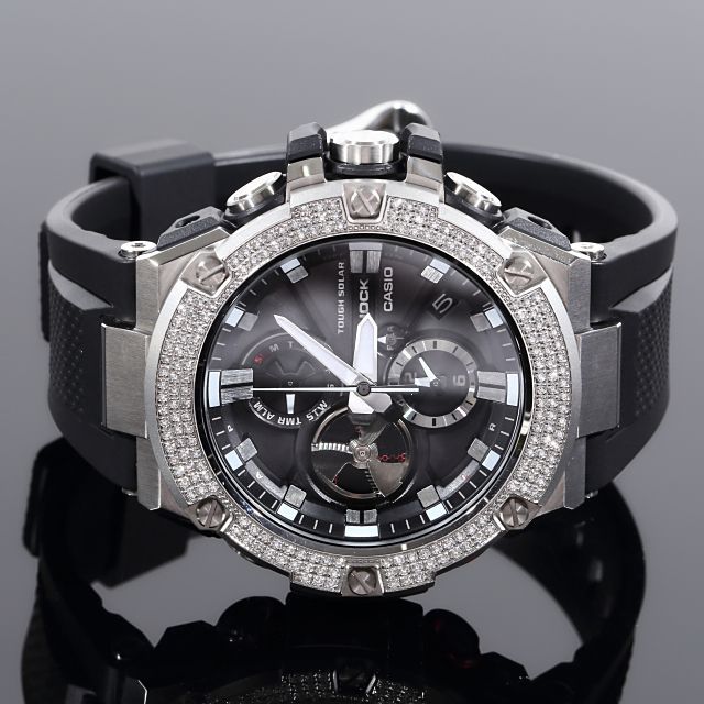 G-SHOCK GST B100 ラバーバンド シルバー CZダイヤ
