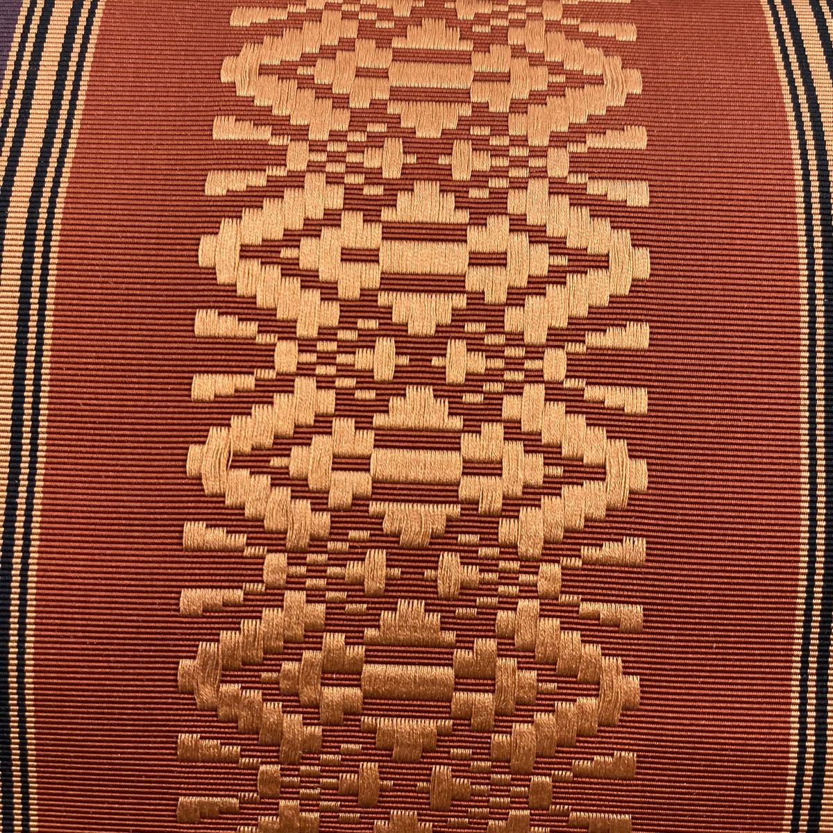 すごい値！名古屋帯 八寸 開き 正絹 全通 青地 ブルー 黄 イエロー 変わり 