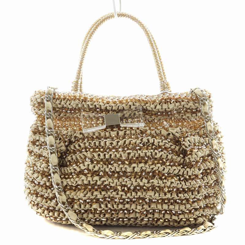 美品 ANTEPRIMA 2way ゴールド チェーン ショルダーバッグ ハンド 美品】ANTEPRIMA アンテプリマ ワイヤーバッグ ショルダーバッグ