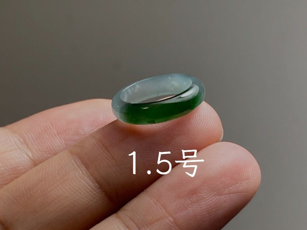 L14-176 ピンキーリング 氷糯種 薄青深緑 1.5号 グアテマラ産 天然 A貨