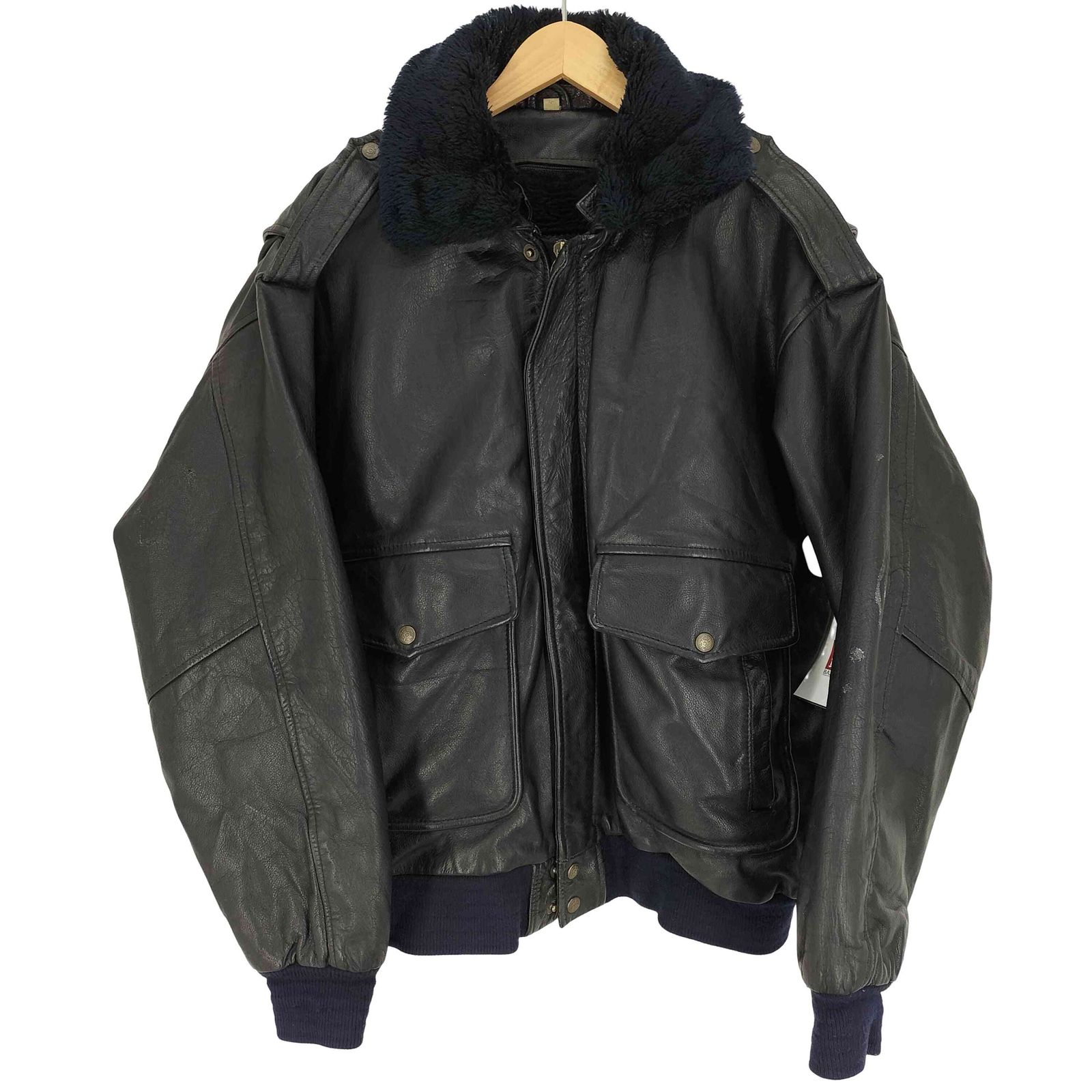ユーズドフルギ 古着 EDDY BIKER G-1 YKK ジップ 裏地 ボア ライナー レザー フライト ジャケット バイカー ジャケット メンズ import M