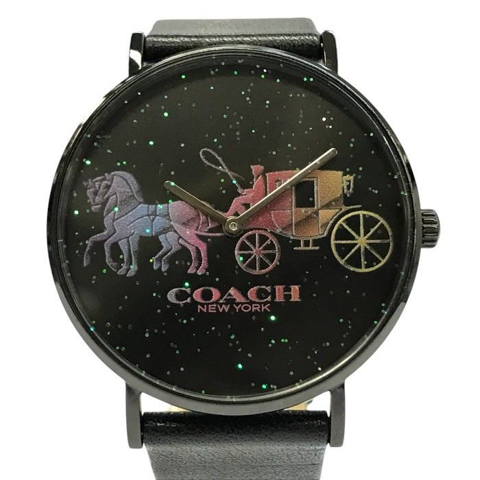 COACH コーチ Perry 腕時計 レディース アナログ クォーツ ペリー 馬車 ラメ ブラック T1