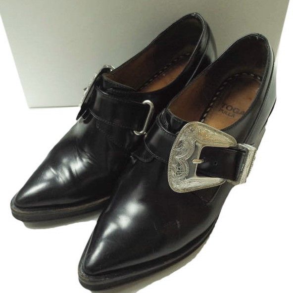 TOGA PULLA トーガ プルラ Metal Buckled Wedge Heel Monk Strap Shoes メタルバックルウエッジソールモンクストラップシューズ AJ930 37(23-23.5cm) ブラック Oxford シューズ【TOGA PULLA】