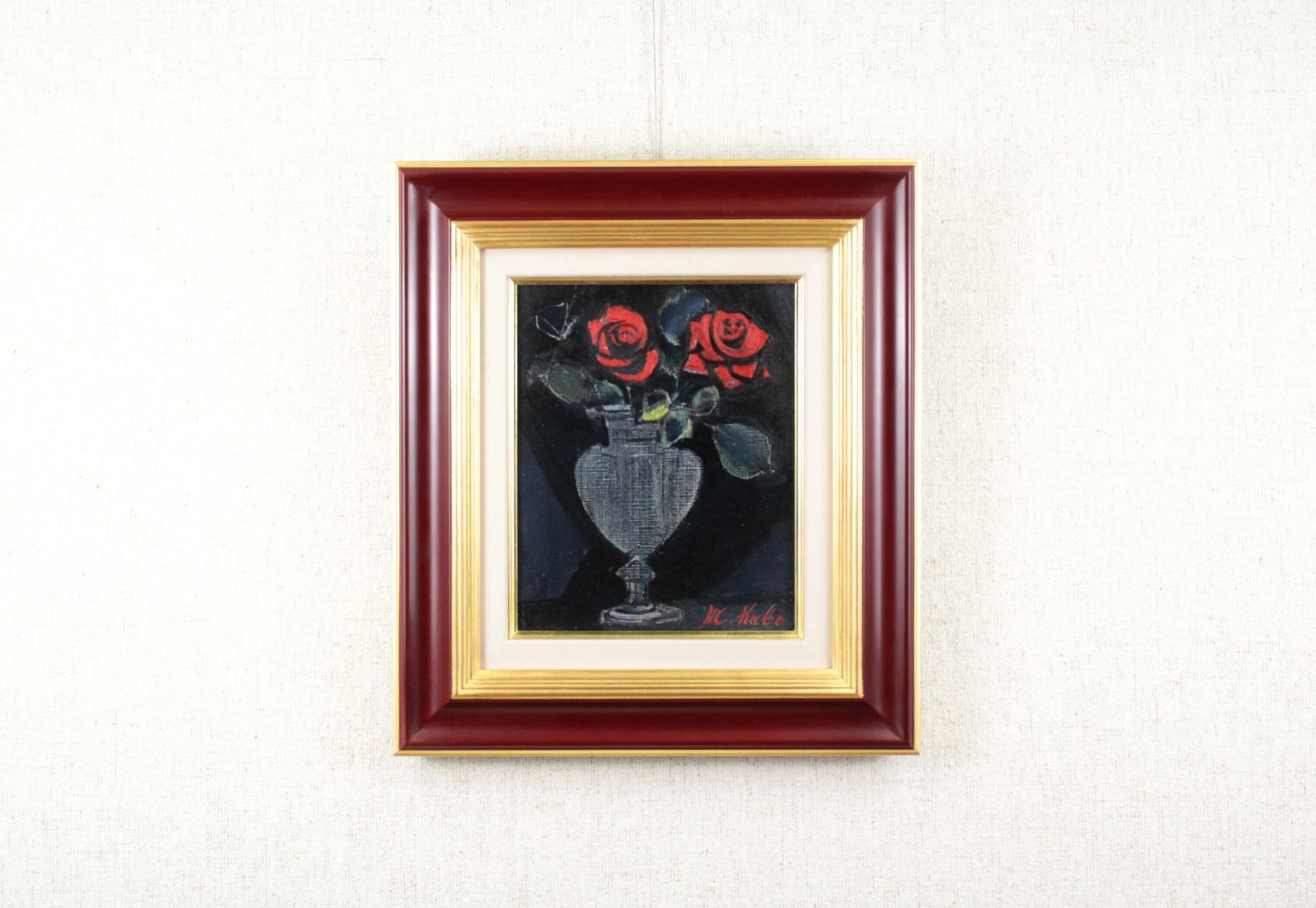 久保 守『黒い背景のバラ』油彩画【真作保証】 絵画 - 北海道画廊