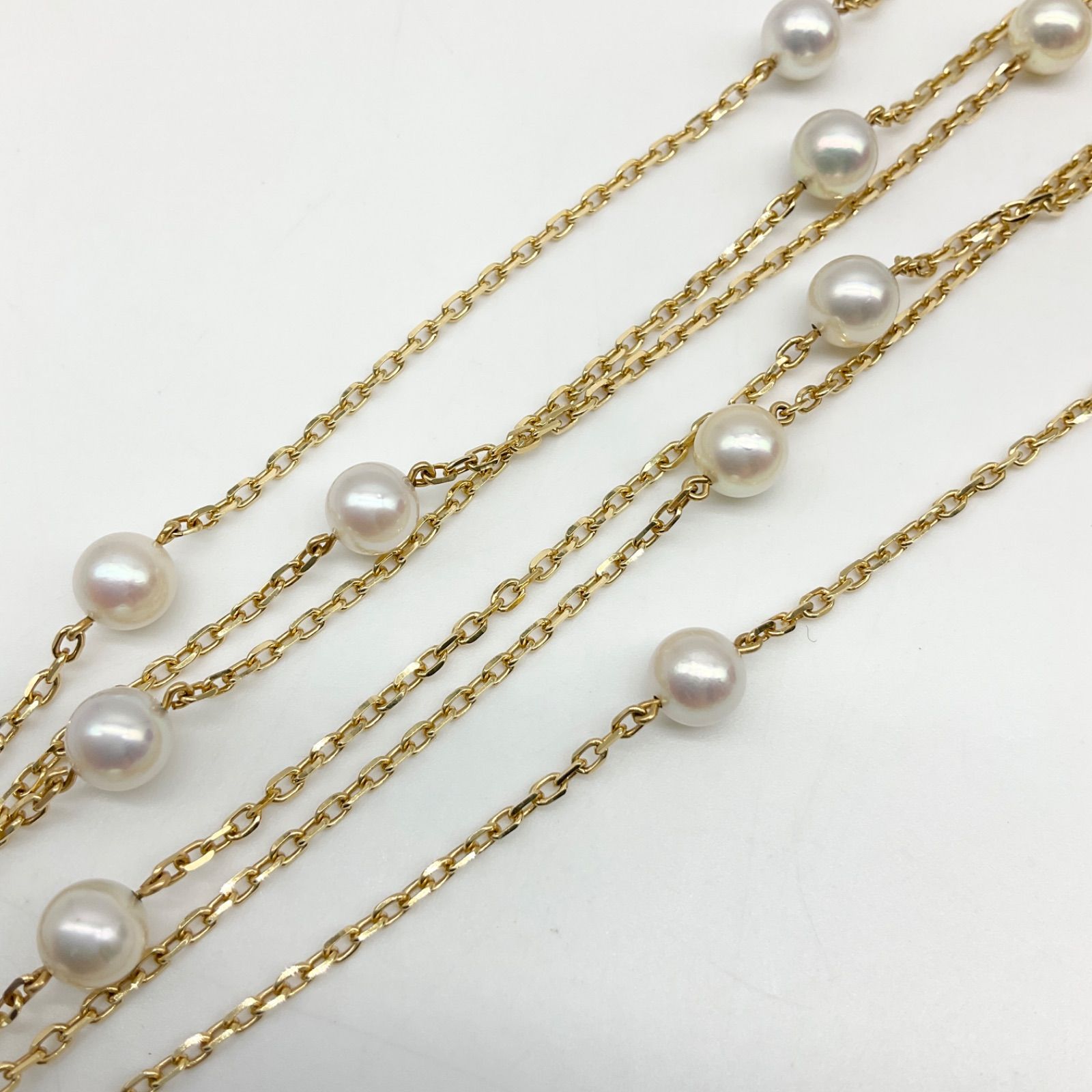 MIKIMOTO ミキモト ロングネックレス ステーションネックレス K18YG