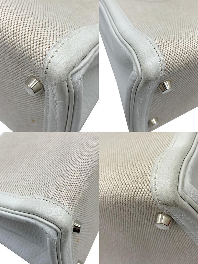 HERMES　エルメス ケリー32 トリヨンクレマンス/トワル　白　ホワイト　シルバー金具　2WAYハンド ショルダーバッグ G刻印（2003年） Kelly レディース HERMES - HERMES エルメス ケリー32 トリヨンクレマンス/トワル 白