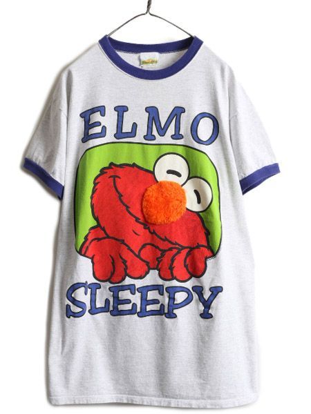 90s usa製 両面 エルモ セサミストリート リンガー Tシャツ L