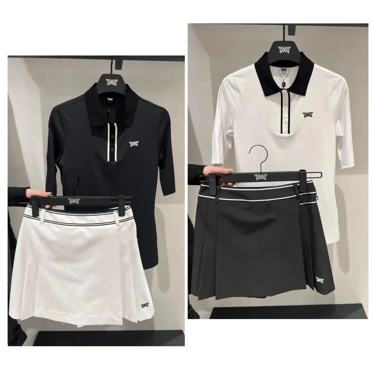 PXG レディース ブラック/ホワイト ポロ Tシャツ PXG ゴルフ