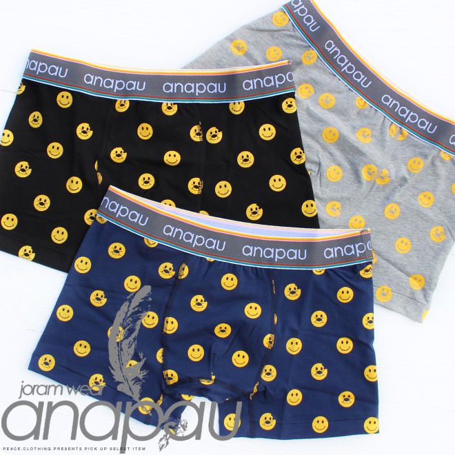 【anapau】アナパウ ニコパンマンプリントボクサーパンツブリーフ(Ｓサイズ女性または細身の男性向き) 【下着/メンズ/レディース】【メール便 可】【S/S】【A/W】殿堂 グレー Ｌ