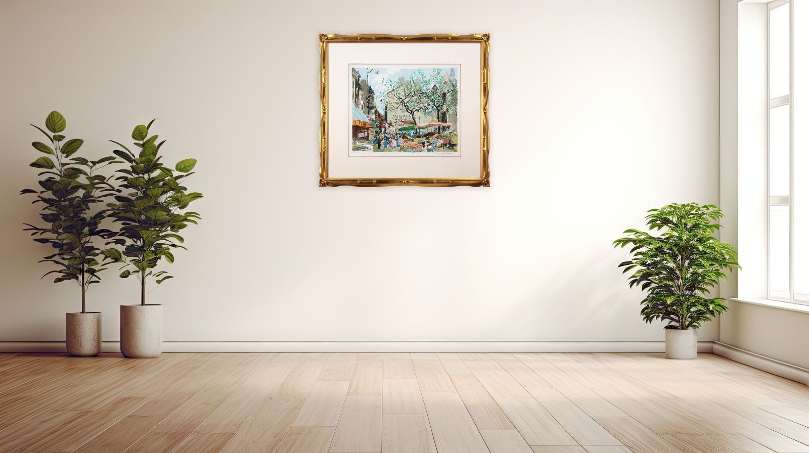 児玉幸雄『パリの朝市』リトグラフ【真作保証】 絵画 児玉幸雄 『パリの朝市』 リトグラフ - 北海道画廊