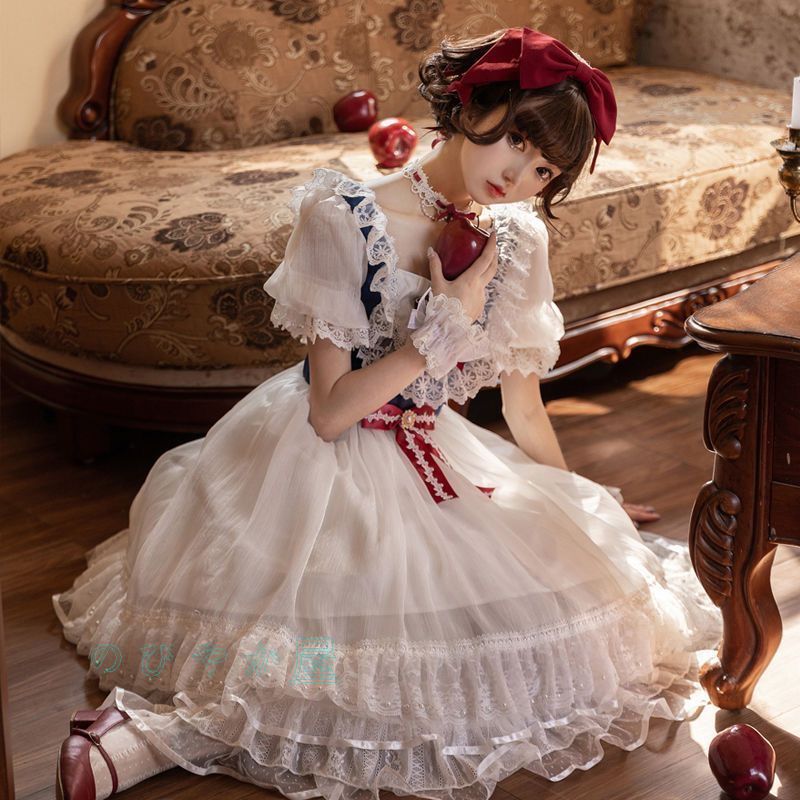 白雪姫風♪ロリータワンピース⭐︎女子会にぴったり❤️ ロリータ 白雪姫 ワンピース 2way 長袖 | ChouChou
