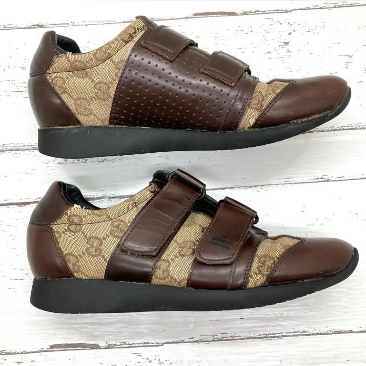 美品❣️ GUCCI グッチ 6125GG柄キャンバス×レザー スニーカー23cm 美品❣️ GUCCI グッチ 6125GG柄キャンバス×レザー スニーカー