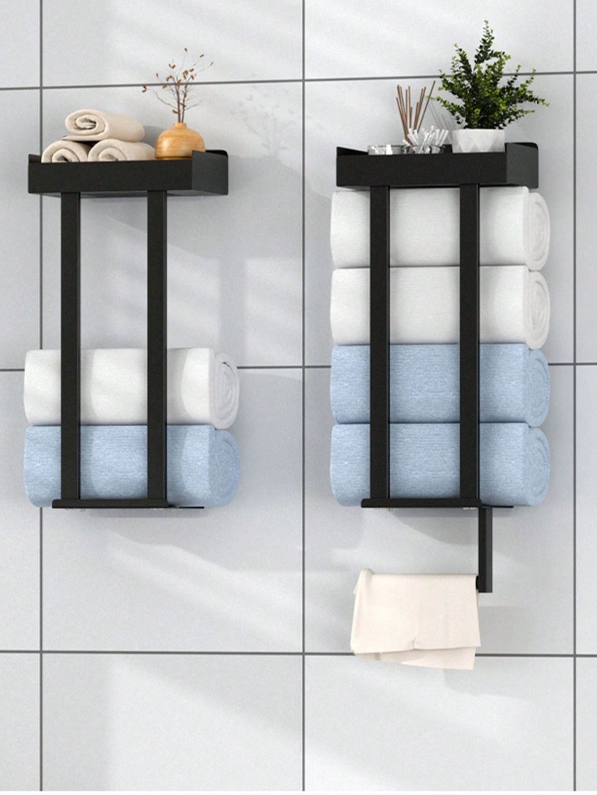 ハンドタオルホルダー、タオルバーレール、バスルーム用タオルラック、タオルバーホルダー付き壁掛けラック、キッチン、バスルーム、寝室、リ  バスルームタオルレールタオルラック折りたたみ式ダブル壁掛けタオルホルダーフック付きアルミタオルラックタオルバーキッチン ... タオルラック タオルレール タオルラックホルダー 壁掛けタオルレール 多機能タオル棚 キッチン、バスルーム用 タオルバー タオルホル