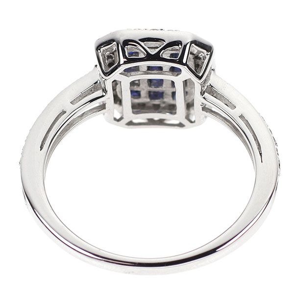 K18WG サファイア ダイヤモンド リング 0.60ct D0.26ct ミステリー  