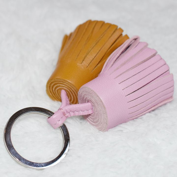 HERMES カルメン ウノドス チャーム キーリング レザー フリンジ
