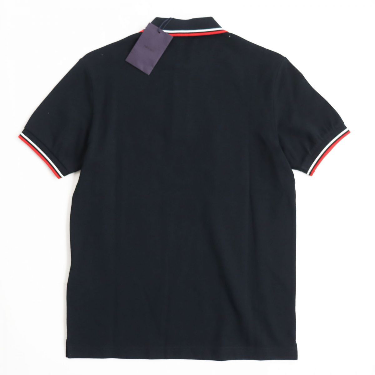 PRADA プラダ　ロゴラバープレート　ポロシャツ　ブラック 未使用品○PRADA プラダ ロゴラバープレート付き 半袖/ショート