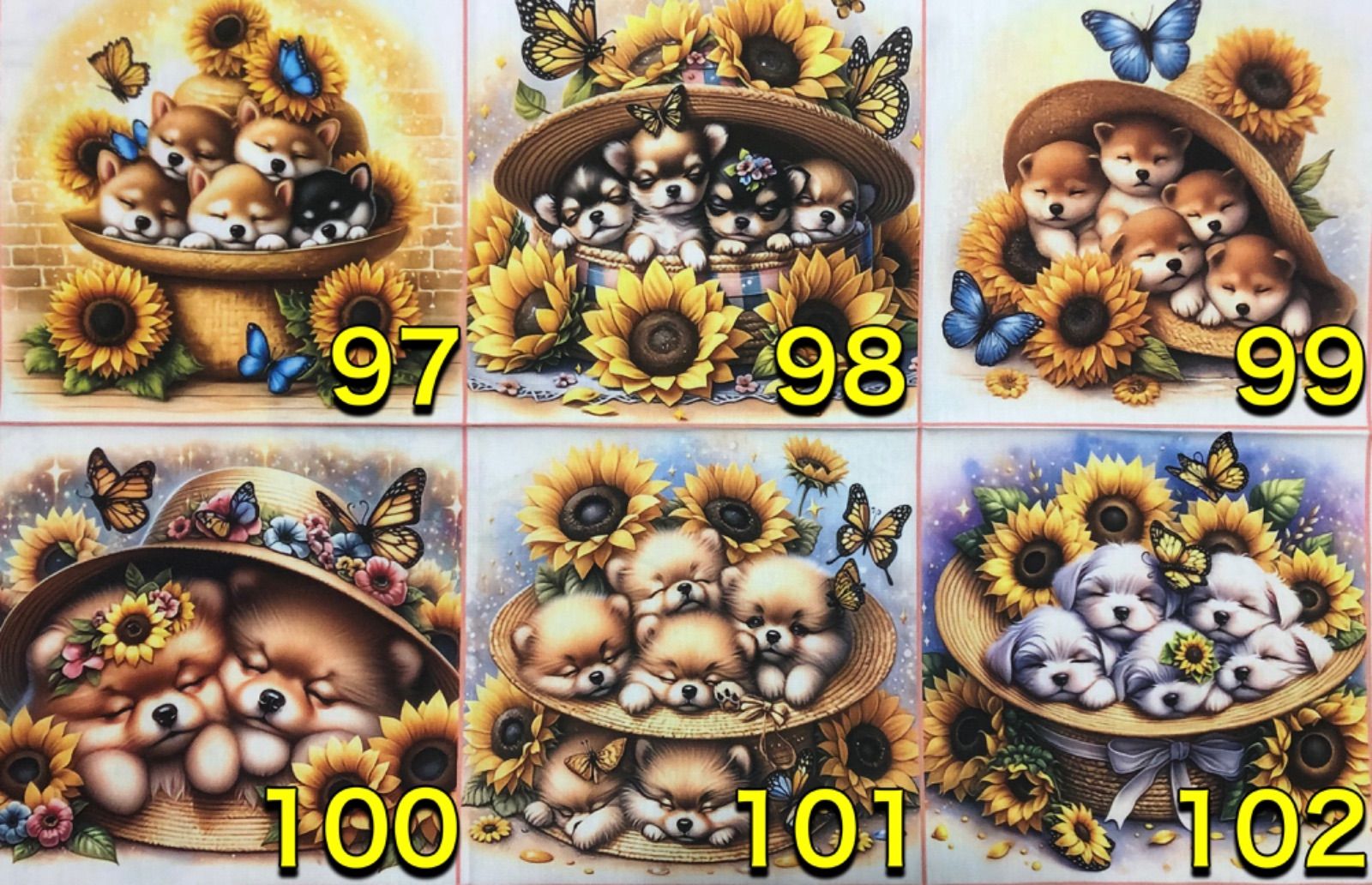 パネル生地　犬柄　　69 ガーゼハンカチオーダー受付 ③犬オーダー受付パネル（ハンカチ） パネル生地 犬柄 69 ガーゼ