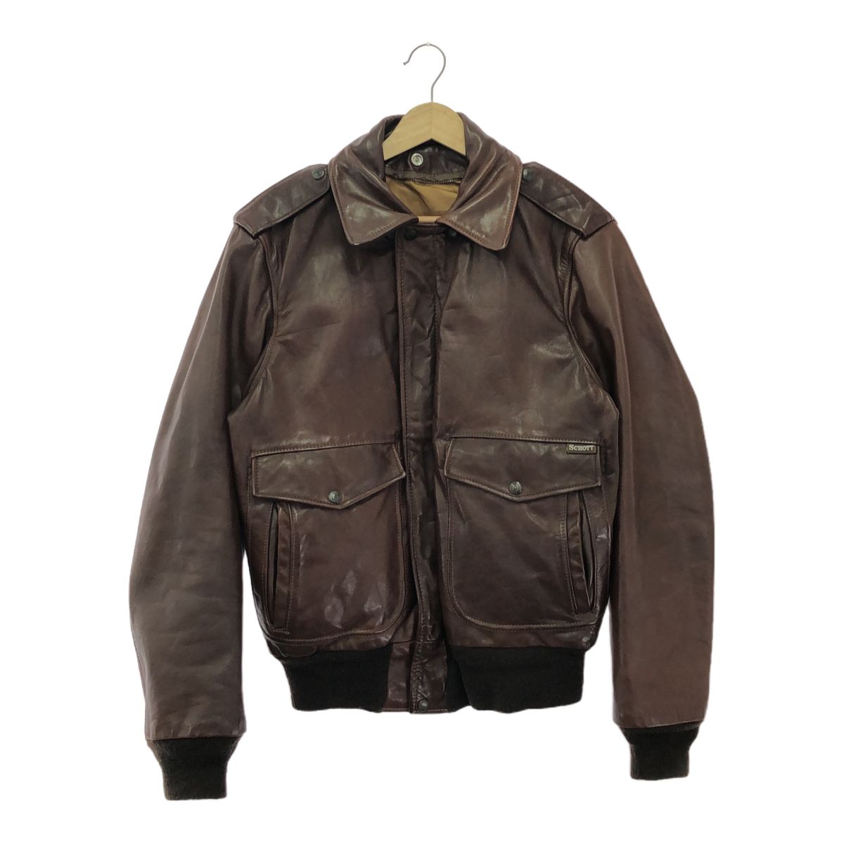 80’s Schott A-2 ブラウン レザージャケット ヴィンテージ 38 80's【ビンテージ】Schott【ショット】【ブラウン】【レザー