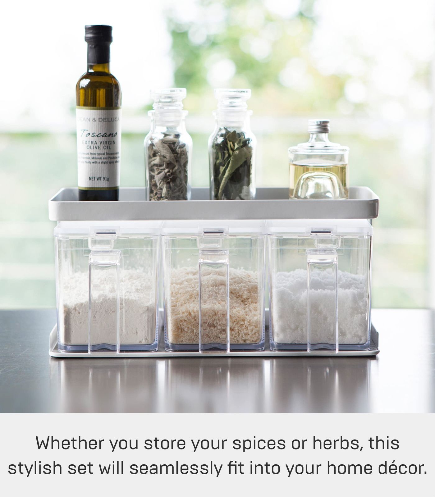 調味料ストッカー&ラック タワー 3個セット 調味料入れ ホワイト 山崎