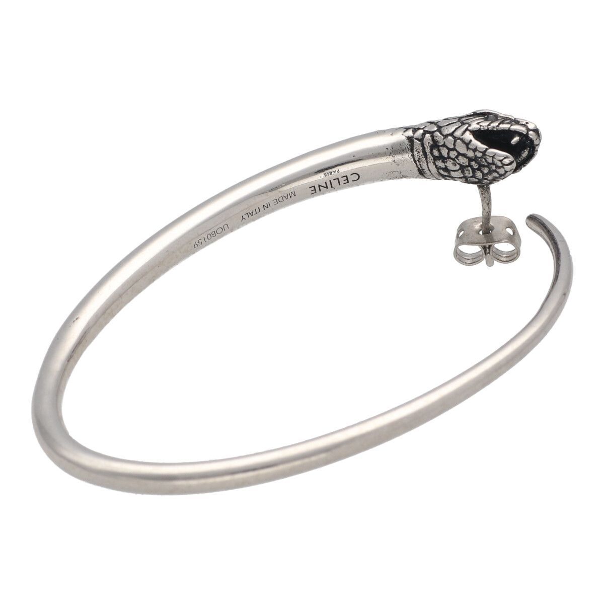 中古】 CELINE セリーヌ スネーク デザイン ピアス シルバー