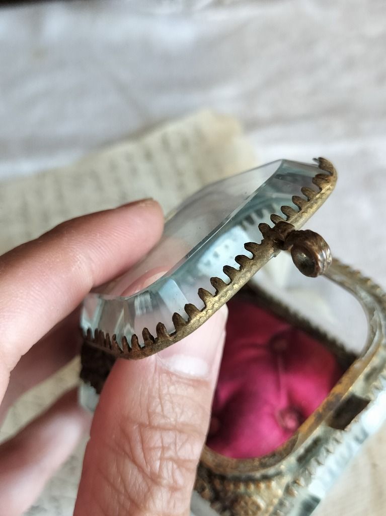 フランス アンティーク クリスタル 5面 ジュエリーケース 1900年 美品