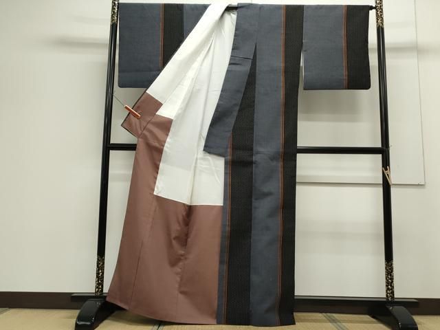 平和屋着物○結城紬 奥順 はたおり娘 草木染絣 吉祥間道 証紙付き 正絹  